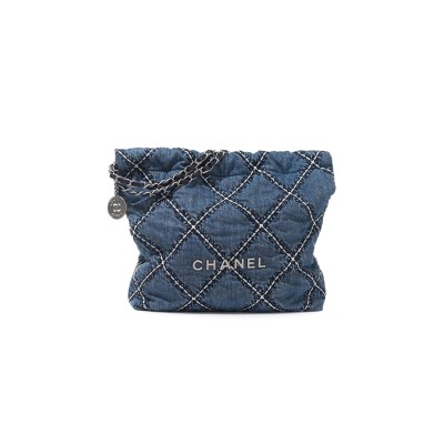 CHANEL MASTER DENIM QUILTED STITCHED SMALL CHANEL 22 BLUE AS3260 (37*35*7cm)
